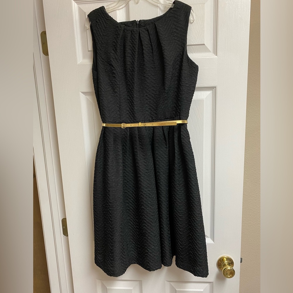 Ellen Tracy belted black sleeveless dress size 4